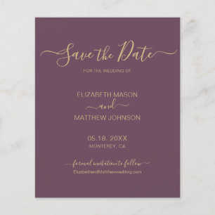 Budget Elegant Script Paars en Goud Save The Date Flyer