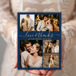 Budget Élégant Script Photo Mariage Flye Merci<br><div class="desc">Budget Elegant Gold et Marine Mariage 5 Photo Collage Merci personnalisé abordable petit budget flyer. Mariage moderne merci modèle avec cinq (5) photos sur le devant et une (1) photo sur le dos. Sur le devant du papier "Amour et merci" script de typographie dans une tourbillonnant main lettré type de...</div>