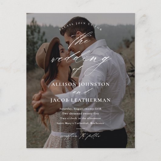 Budget Elegant Script Photo Wedding Invitation (Voorkant)