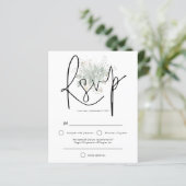 Budget Elegant Script Sage Gold Foliage RSVP (Staand voorkant)