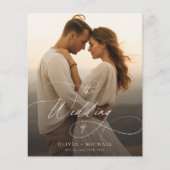 Budget Elegant Script Sunset Foto Bruiloft uitnodi (Voorkant)