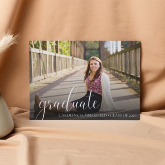 Budget Elegant Script Typography Photo Afstudeerde Kaart