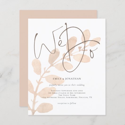 Budget Elegant Script We doen een huwelijksuitnodi (Voorkant / Achterkant)