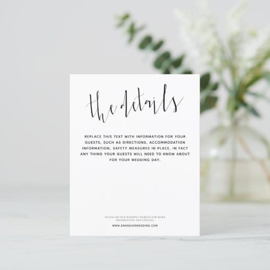 Budget Elegant Script Weddenschap Details Enclosur (Staand voorkant)