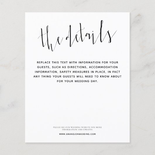 Budget Elegant Script Weddenschap Details Enclosur (Voorkant)