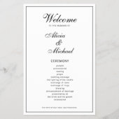 Budget elegant simple black white wedding program flyer (Voorkant)