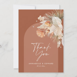 budget elegant terracotta bruiloft bedankt kaart