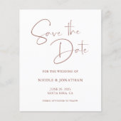 Budget Elegant Terracotta Script Bewaar de Datum (Voorkant)