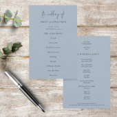 Budget Élégant Texte Dusty Blue Wedding Programme