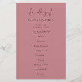 Budget Élégant Texte Dusty Rose Wedding Programme (Devant)