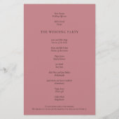 Budget Élégant Texte Dusty Rose Wedding Programme (Dos)