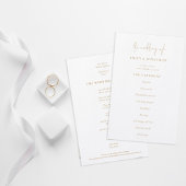 Budget Élégant Texte Or White Wedding Programme