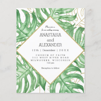 Budget Elegant tropische bruiloft uitnodiging. Flyer