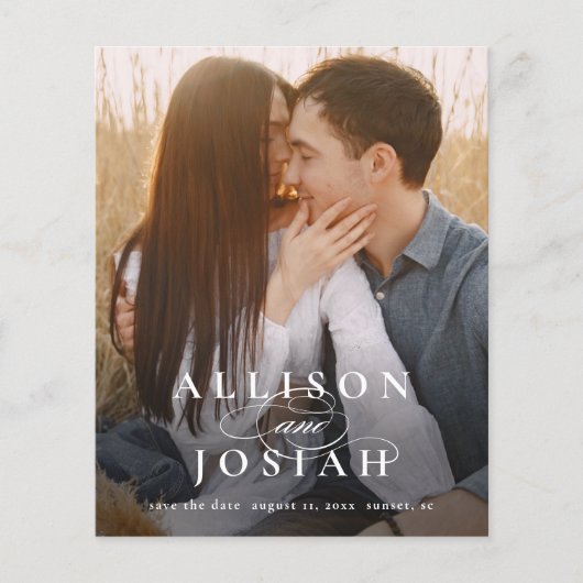 Budget Elegant Typografie Foto Weddenschap Save th (Voorkant)