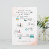 Budget Elegant Wedding Icons Itinerary Programme Briefpapier (Staand voorkant)