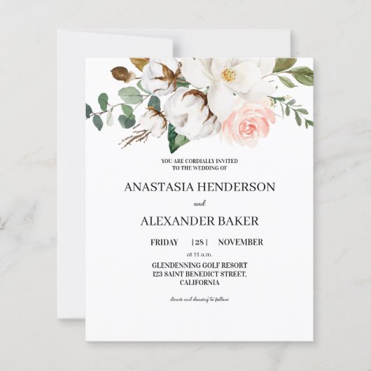 BUDGET Elegant Wedding Invitation. (Voorkant)