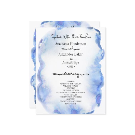 Budget/Elegant Wedding Program. (Voorkant / Achterkant in situ)