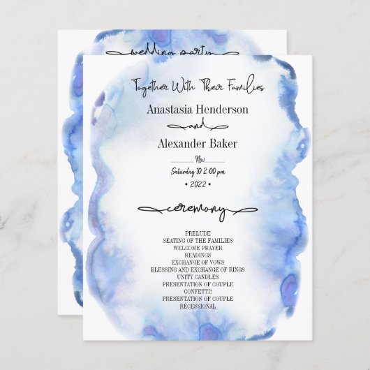 Budget/Elegant Wedding Program. (Voorkant / Achterkant)