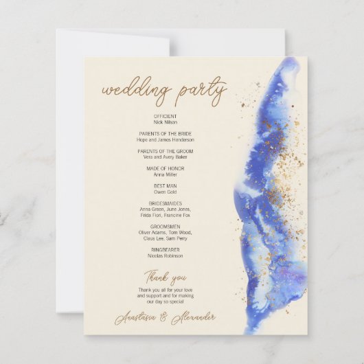 Budget Elegant Wedding Program card. (Achterkant)