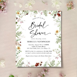 Budget Elegant Wildflower Bridal Shower Invitation