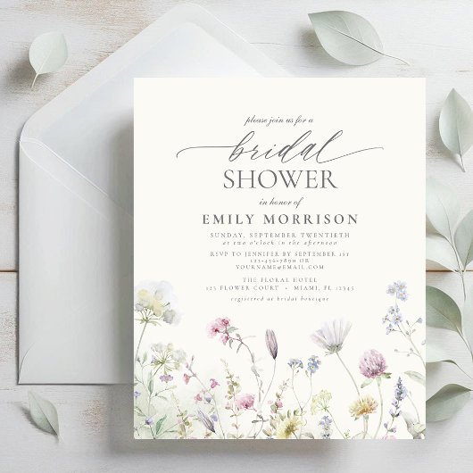 Budget Elegant Wildflower Bridal Shower Invitation Flyer
