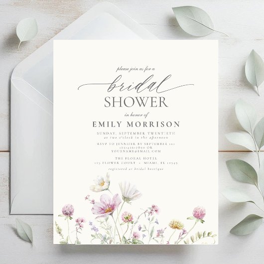 Budget Elegant Wildflower Bridal Shower Invitation Flyer