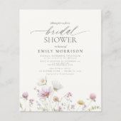 Budget Elegant Wildflower Bridal Shower Invitation Flyer (Voorkant)