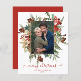 Budget Elegant Winter Floral Gold kerstfoto