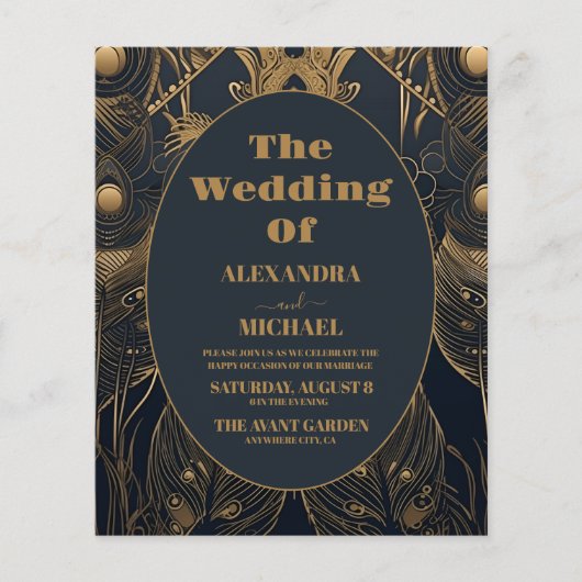 Budget Elegante Art Deco Peacocks Bruiloft (Voorkant)