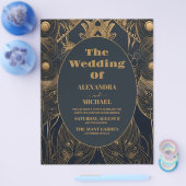 Budget Elegante Art Deco Peacocks Bruiloft Flyer (Enkel)