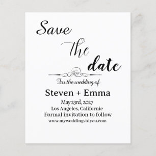 Budget elegante bruiloft Save the Date briefpapier Flyer