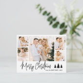 Budget Elegante Collage 5 Foto Kerst Briefkaart (Staand voorkant)