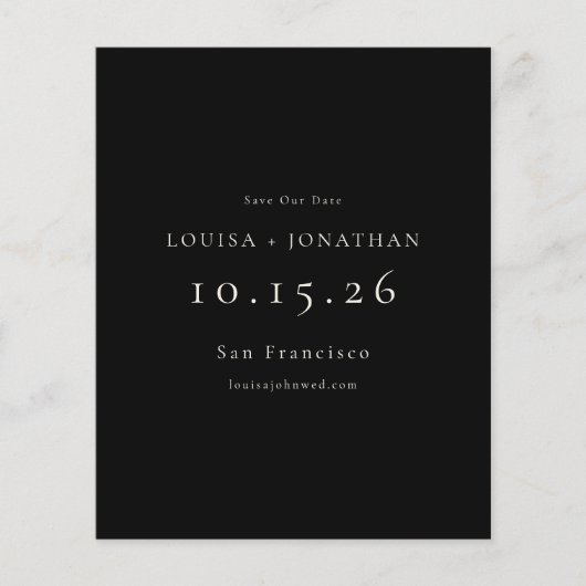 Budget Elegante foto Bruiloft Zwart Save The Date (Voorkant)