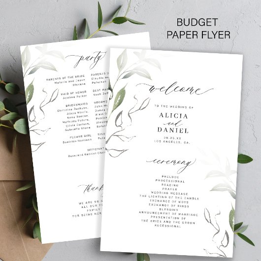 Budget elegante groen laat trouwprogramma flyer