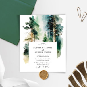 Budget Elegante Groene Bos bruiloft uitnodiging