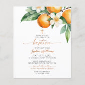 Budget Elegante Oranje Bloemdoop Uitnodiging (Voorkant)