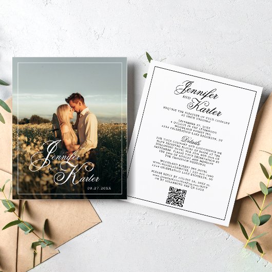 BUDGET Elegante QR-code Alles in één foto bruiloft