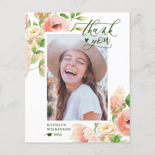 BUDGET Elegante Roze Roos Bloemige Bedankkaart Flyer