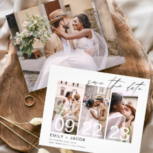 Budget Elegante Save the Date 3 Foto Uitnodigingen Flyer