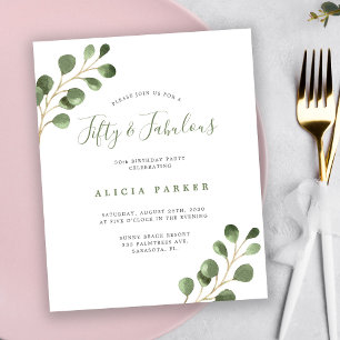 Budget elegante uitnodiging voor 50e verjaardagsfe