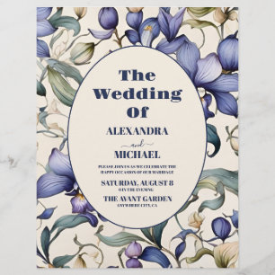 Budget Elegante Waterverf Blauw Bloemen Bruiloft Flyer