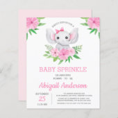 BUDGET Elephant Baby Sprinkle Floral Invitation (Voorkant / Achterkant)
