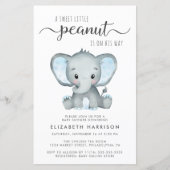 Budget Elephant Blue Baby shower Invitation (Voorkant)