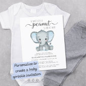 Budget Elephant Blue Baby Shower Uitnodiging