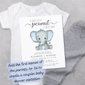 Budget Elephant Blue Baby Shower Uitnodiging