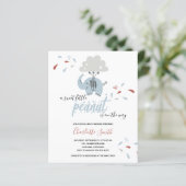Budget Elephant Blue Boy's Baby shower Invitation (Staand voorkant)
