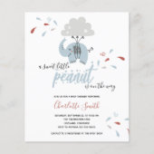 Budget Elephant Blue Boy's Baby shower Invitation (Voorkant)