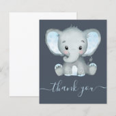 BUDGET Elephant Boy Baby shower Carte de remerciem (Devant / Derrière)