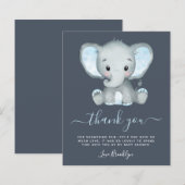 BUDGET Elephant Boy Baby shower Carte de remerciem (Devant / Derrière)