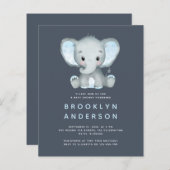 BUDGET Elephant Boy Baby shower Uitnodiging (Voorkant / Achterkant)